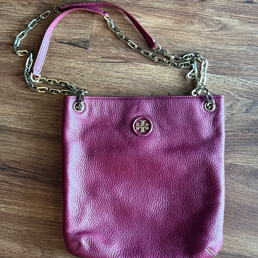 Tory Burch Plum Leather Chain Shoulder Bag